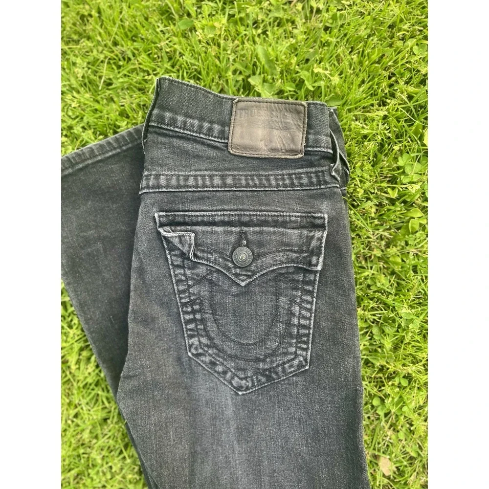 True Religion Denim Ricky Flap Straight Leg Jeans Black USA Made Men's 31 X‎ 26
